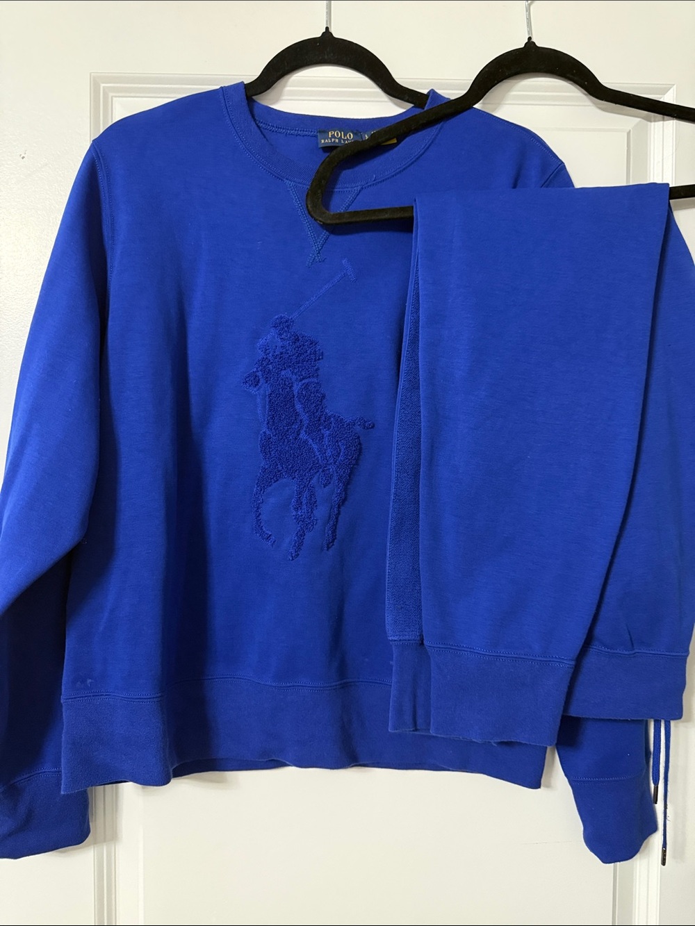 Polo by Ralph Lauren Men's Electric Blue Crewneck Sweatshirt with Tonal Pony